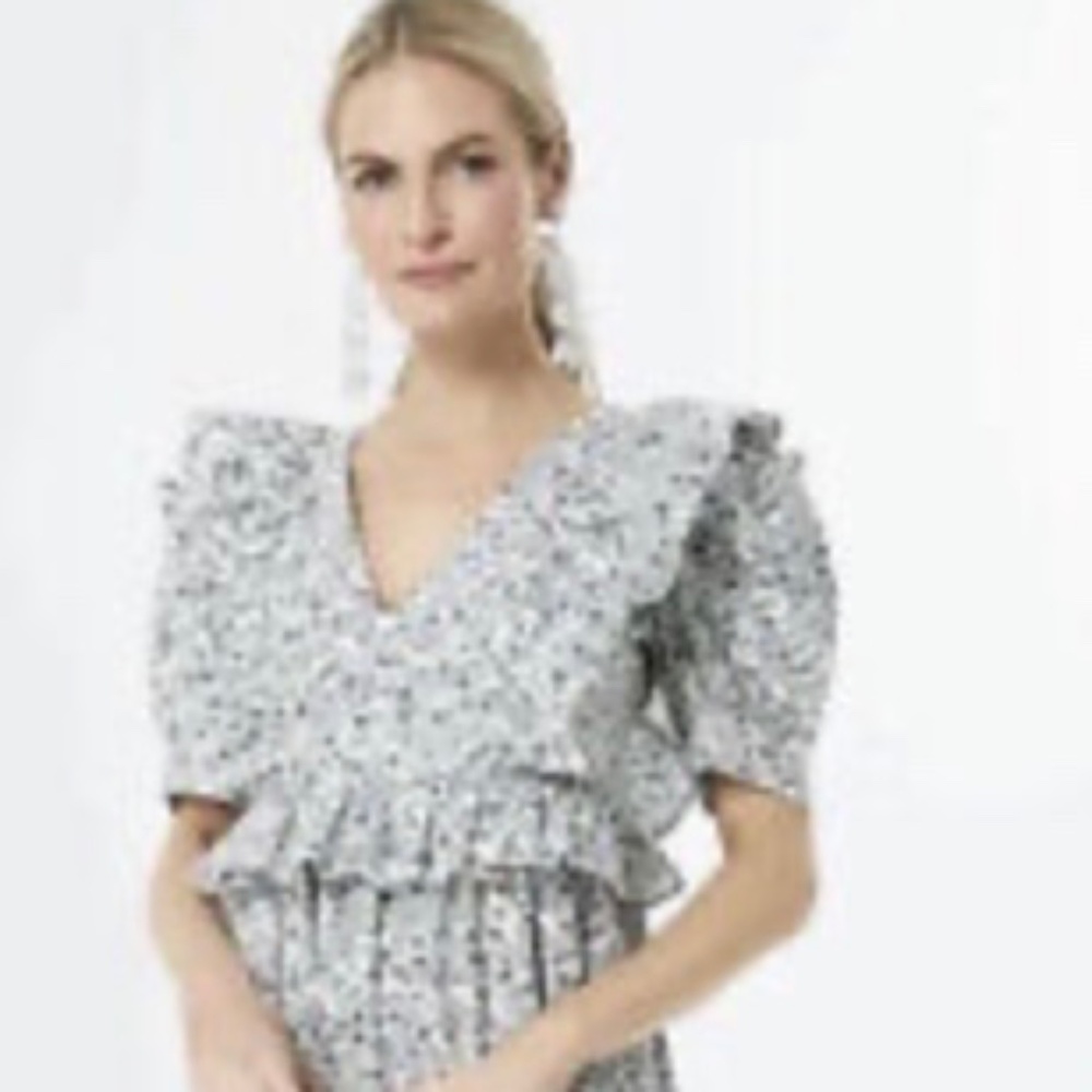 Tuckernuck blue and green floral Hyacinth House dress--Large